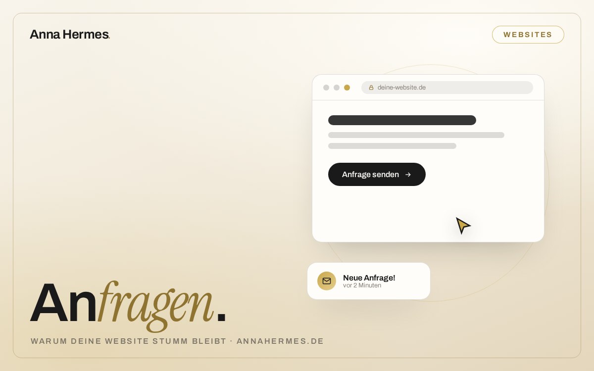 Beitragsbild: Website mit klarem Call-to-Action — neue Anfrage